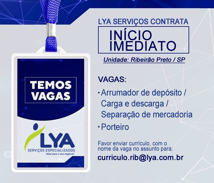 Contrata para início imediato (UNIDADE RIBEIRÃO PRETO / SP)