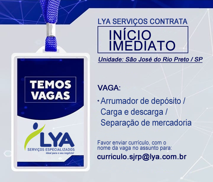 Contrata para início imediato (UNIDADE SÃO JOSÉ DO RIO PRETO / SP)