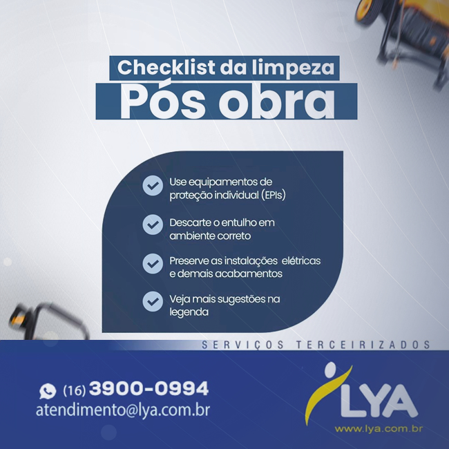 CHECKLIST DA LIMPEZA PÓS OBRA